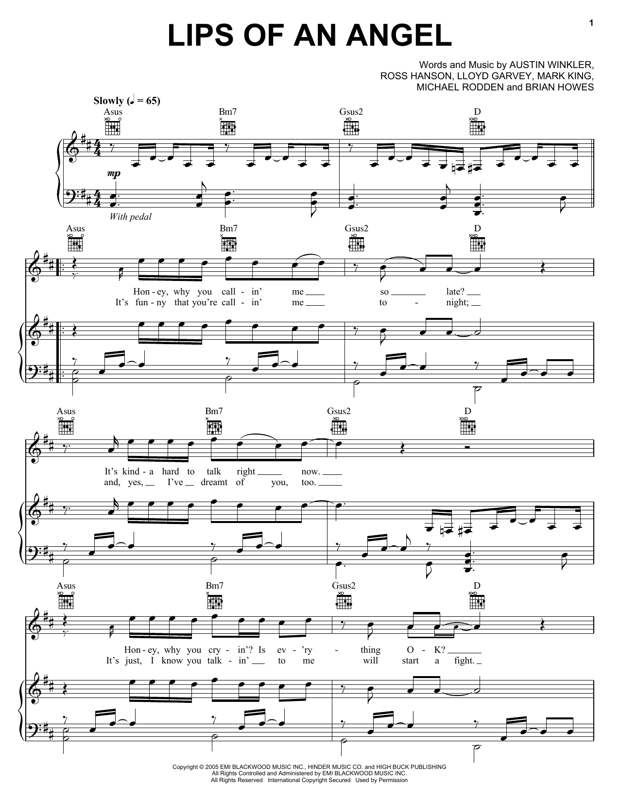 Lips Of An Angel Sheet Music Hinder Piano PlayAlong