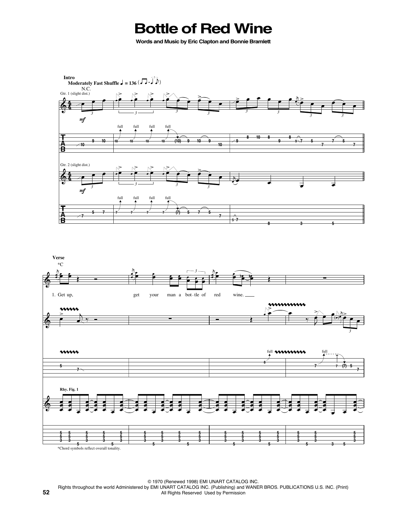 Bottle Of Red Wine: Guitar Tab