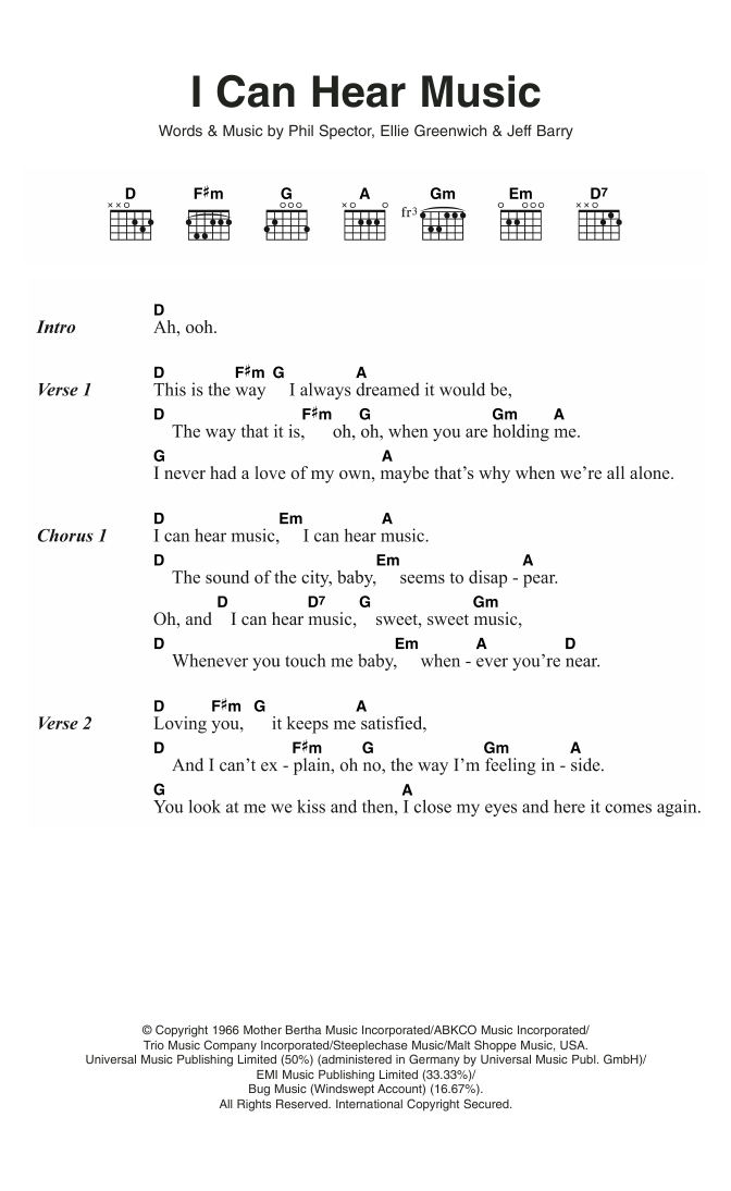 I Can Hear Music By The Beach Boys Guitar Chords Lyrics Guitar I Can Hear Music By The Beach Boys Guitar Chords Lyrics Guitar