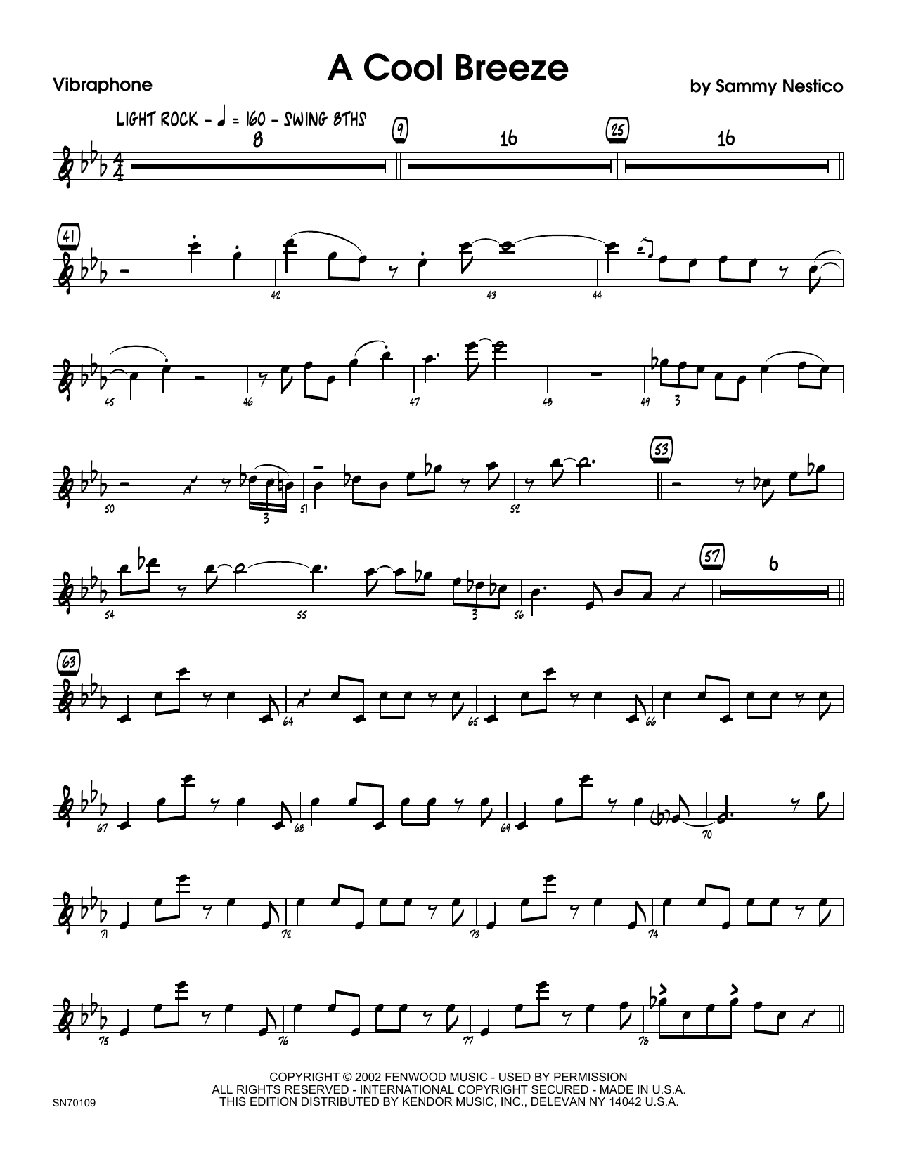 A Cool Breeze Vibes Sheet Music Sammy Nestico Jazz Ensemble