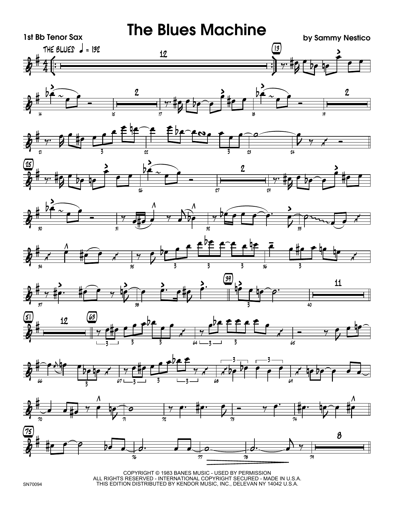 The Blues Machine 1st Tenor Saxophone Sheet Music Sammy Nestico