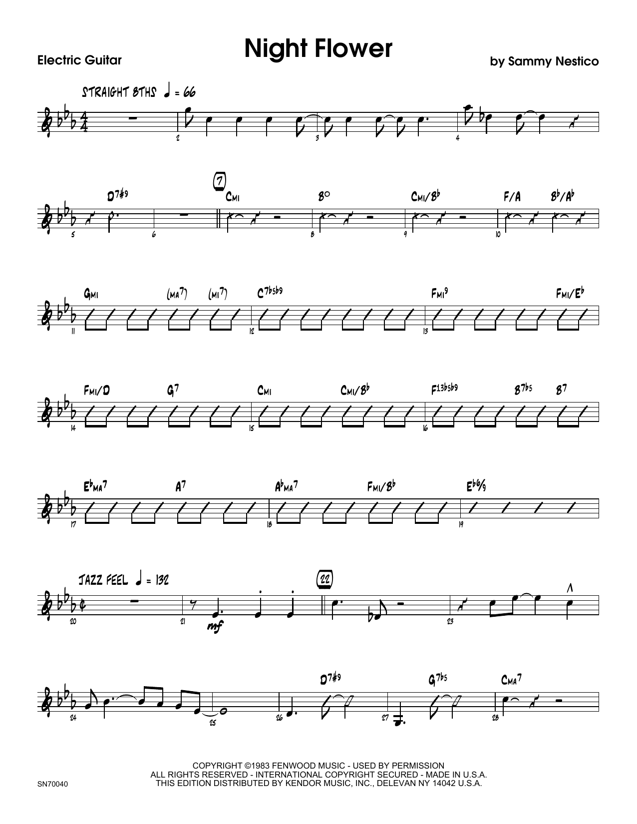 Night Flower Guitar Sheet Music Sammy Nestico Jazz Ensemble
