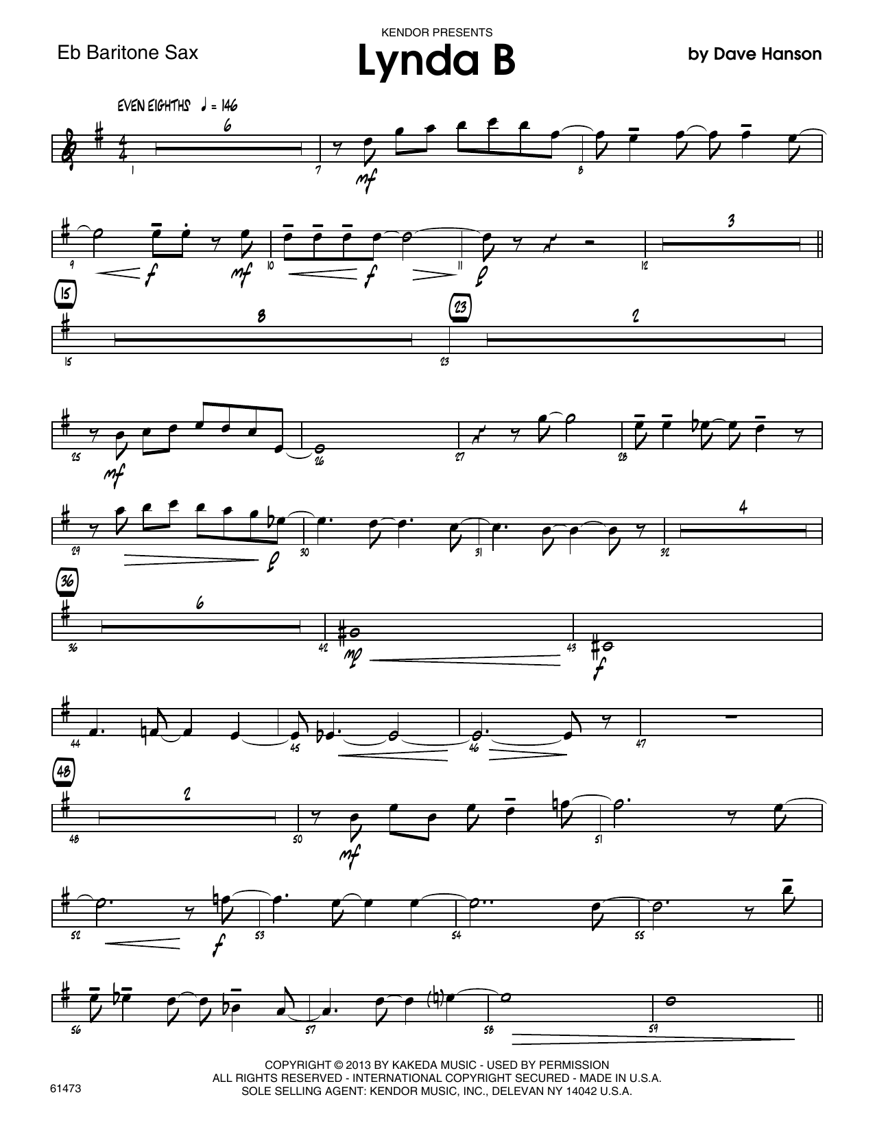 Lynda B Eb Baritone Saxophone Sheet Music David Hanson Jazz Ensemble