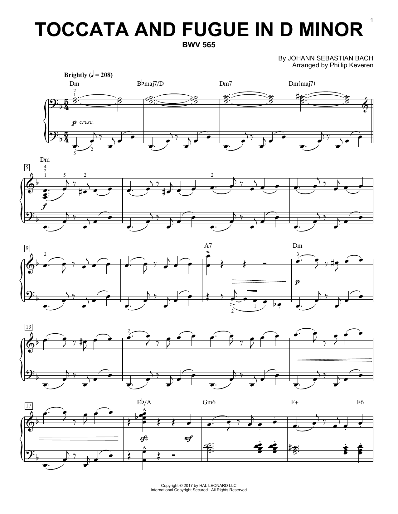 Toccata And Fugue In D Minor BWV 565 Jazz Version arr Phillip 