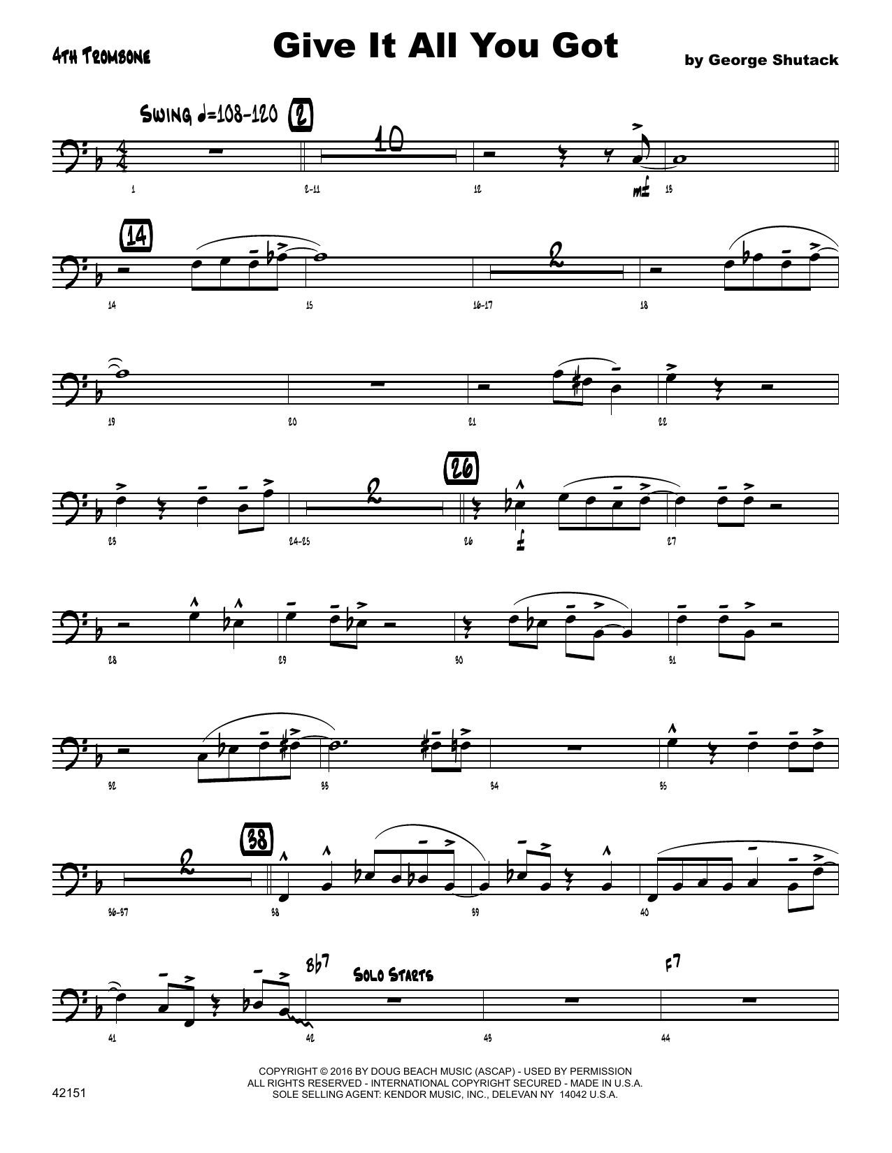 Give It All You Got 4th Trombone Sheet Music Shutack Jazz