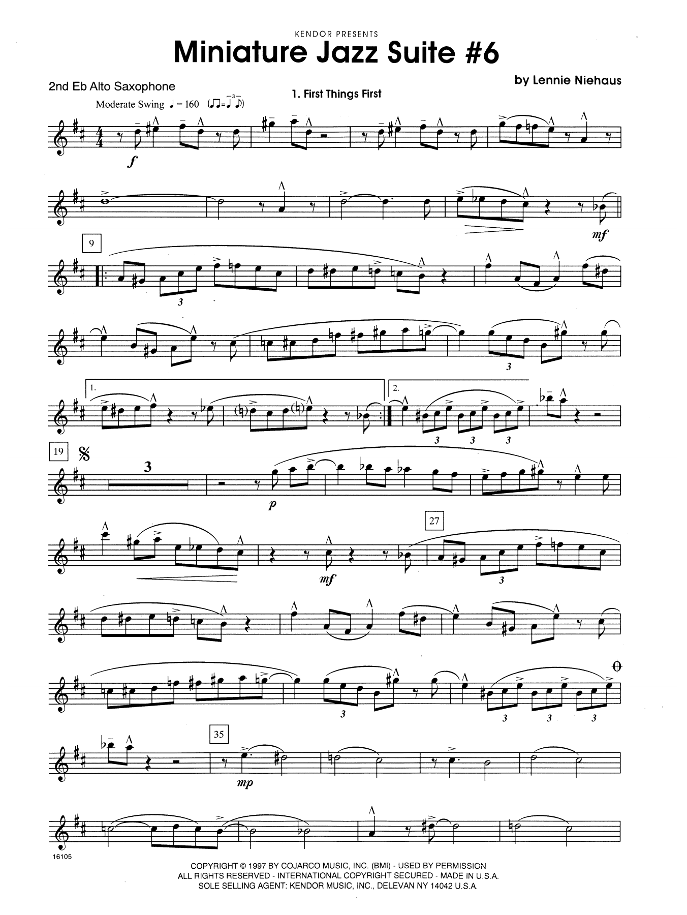 Miniature Jazz Suite 6, Four Movements 2nd Eb Alto Saxophone Sheet