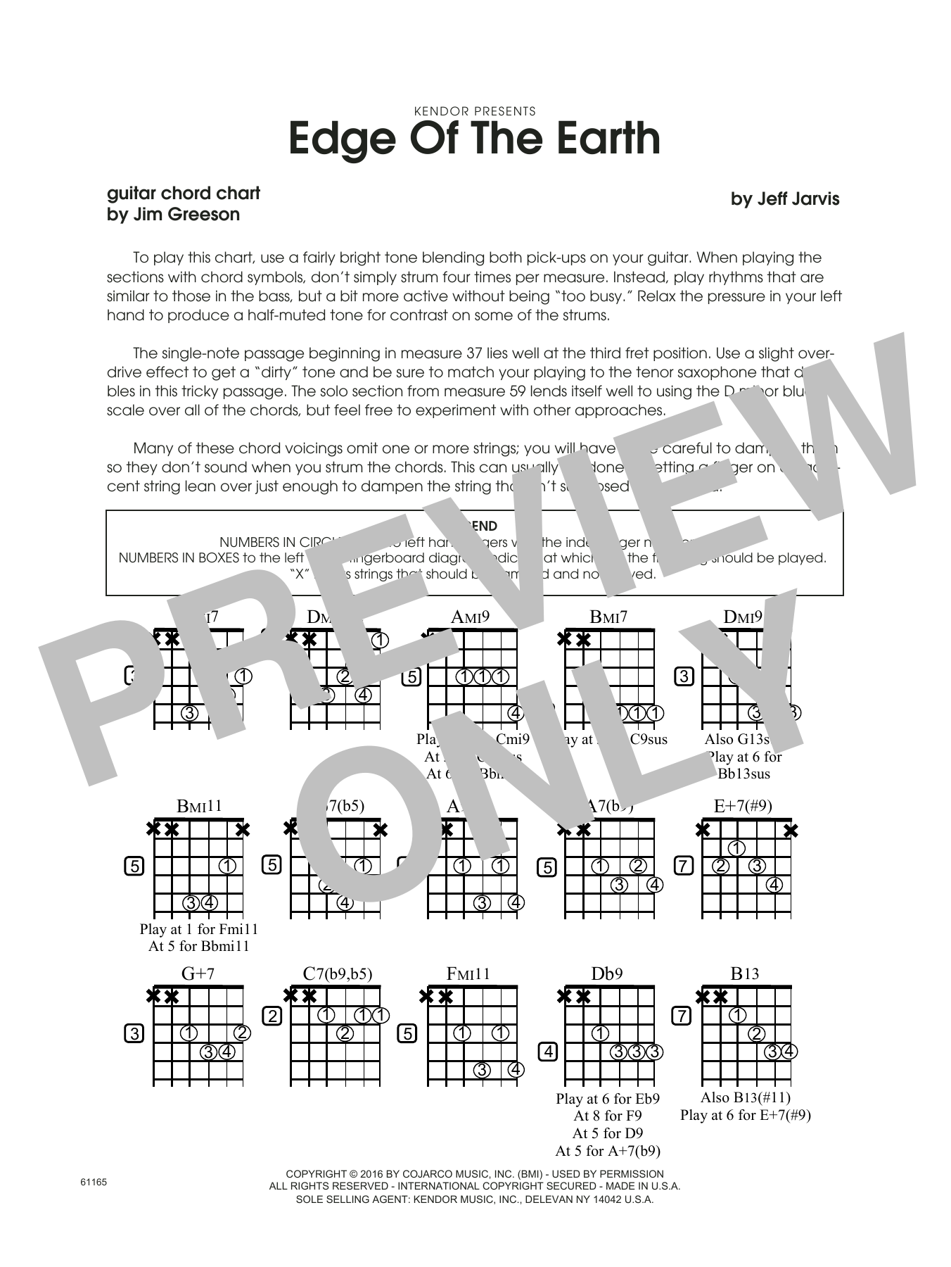 Edge Of The Earth Guitar Chord Chart Sheet Music Jeff Jarvis Jazz