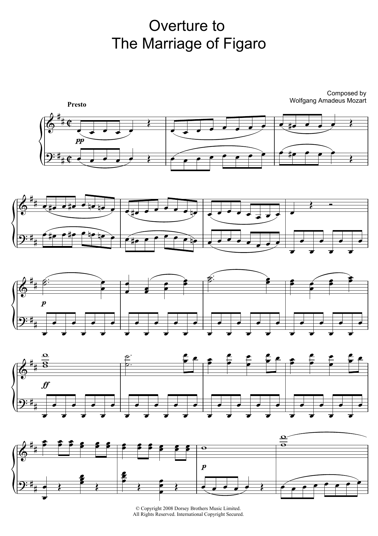 Overture To The Marriage Of Figaro By Wolfgang Amadeus Mozart Sheet Overture To The Marriage Of Figaro By Wolfgang Amadeus Mozart Sheet