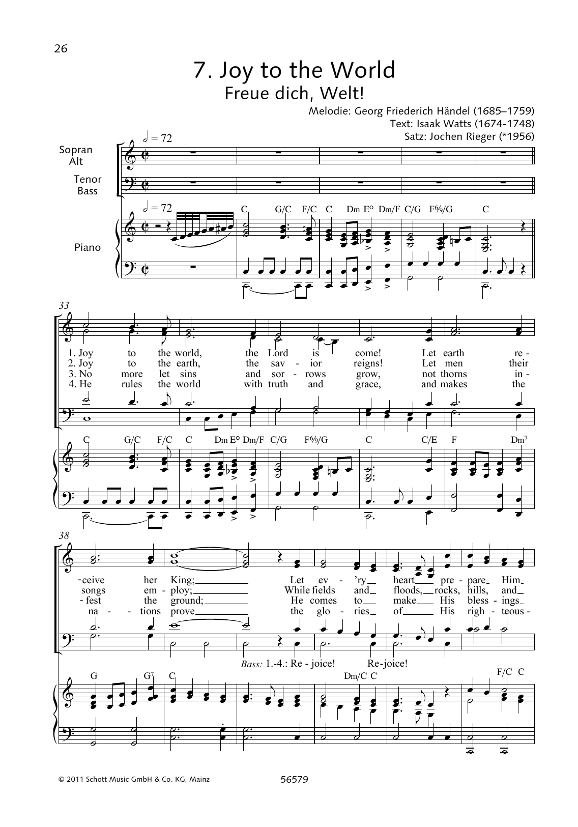Joy To The World By George Frideric Handel Sheet Music For Choir At 