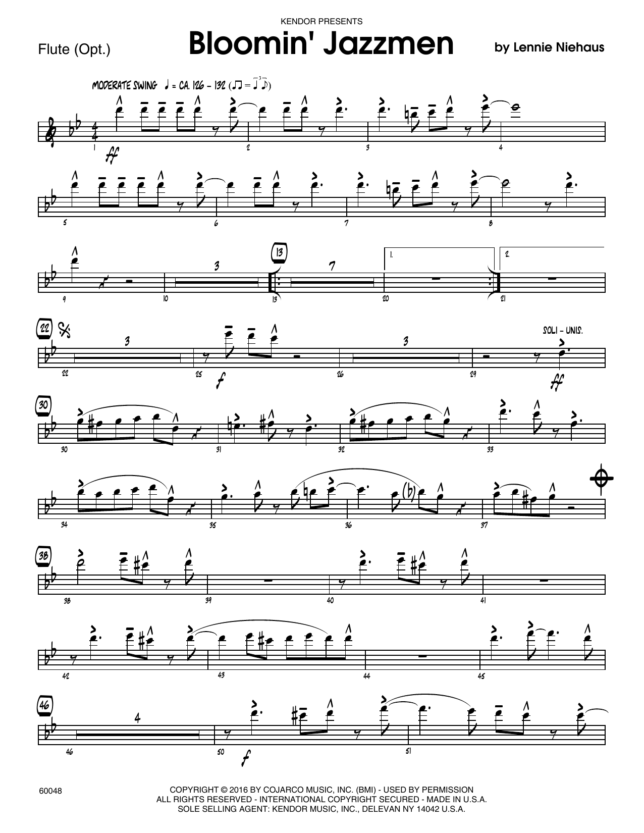 Bloomin' Jazzmen Flute Sheet Music Lennie Niehaus Jazz Ensemble