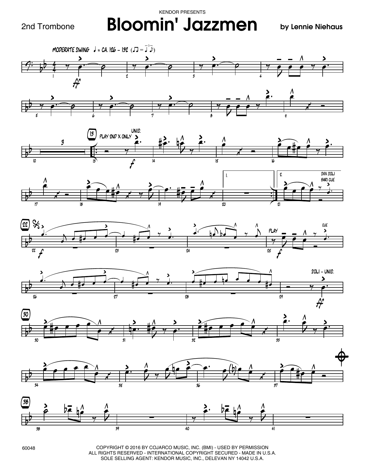 Bloomin' Jazzmen 2nd Trombone Sheet Music Lennie Niehaus Jazz