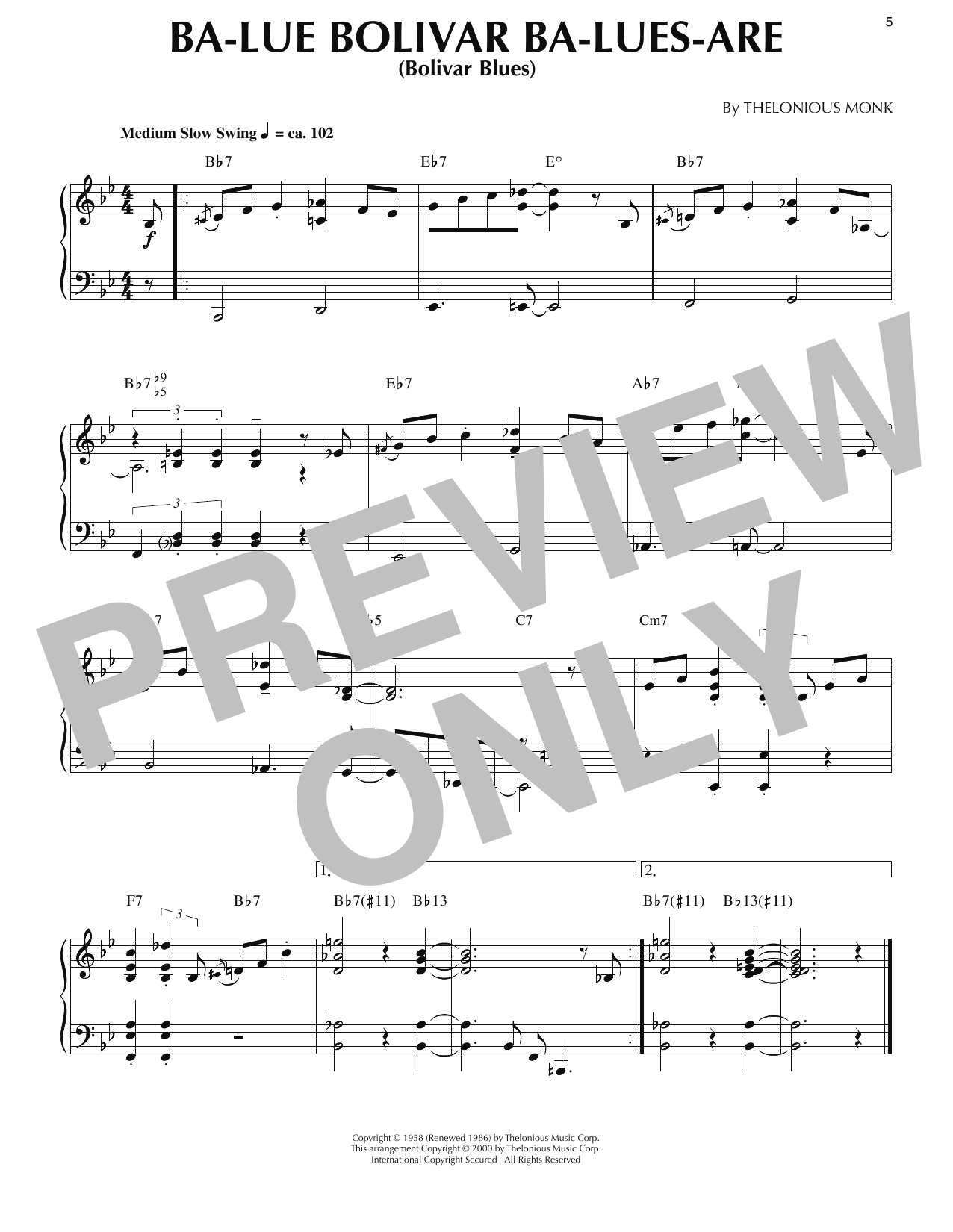 Ba-Lue Bolivar Ba-Lues-Are (Bolivar Blues) (arr. Ronnie Mathews)