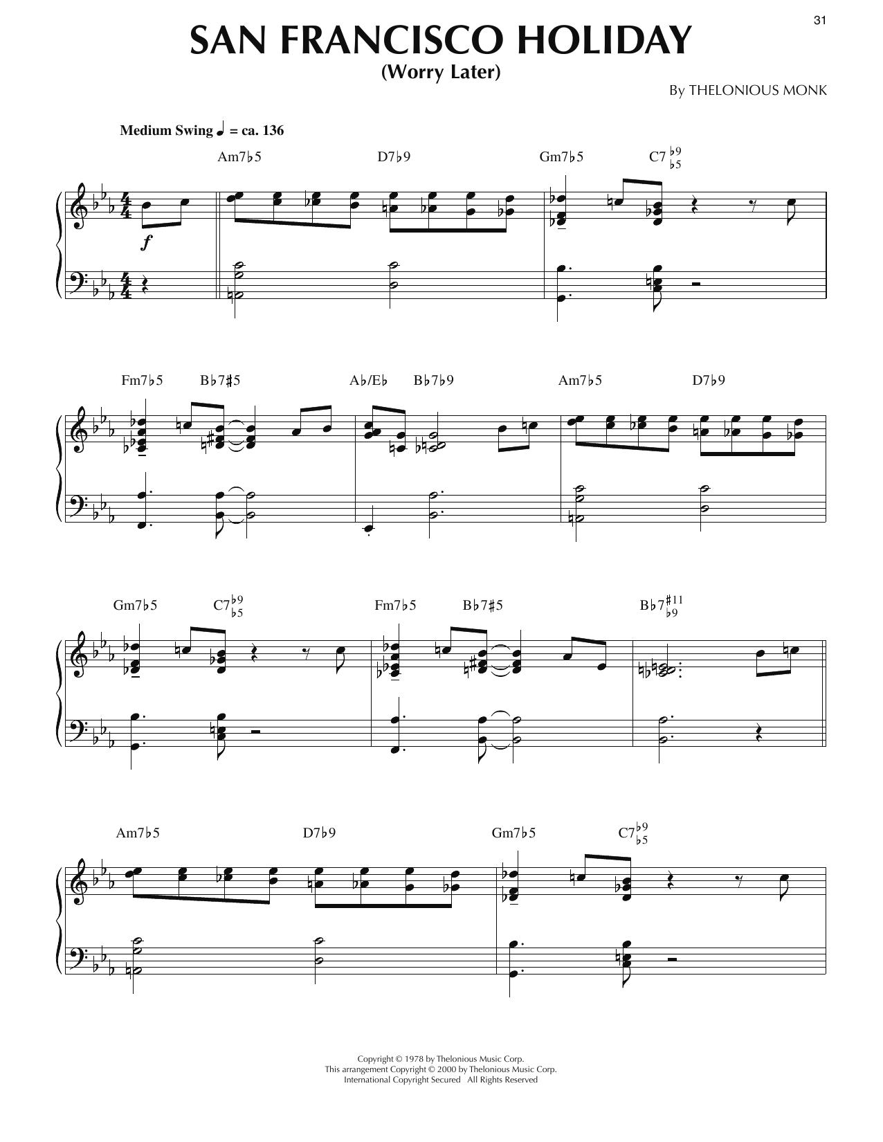 San Francisco Holiday (Worry Later) (arr. Ronnie Mathews)