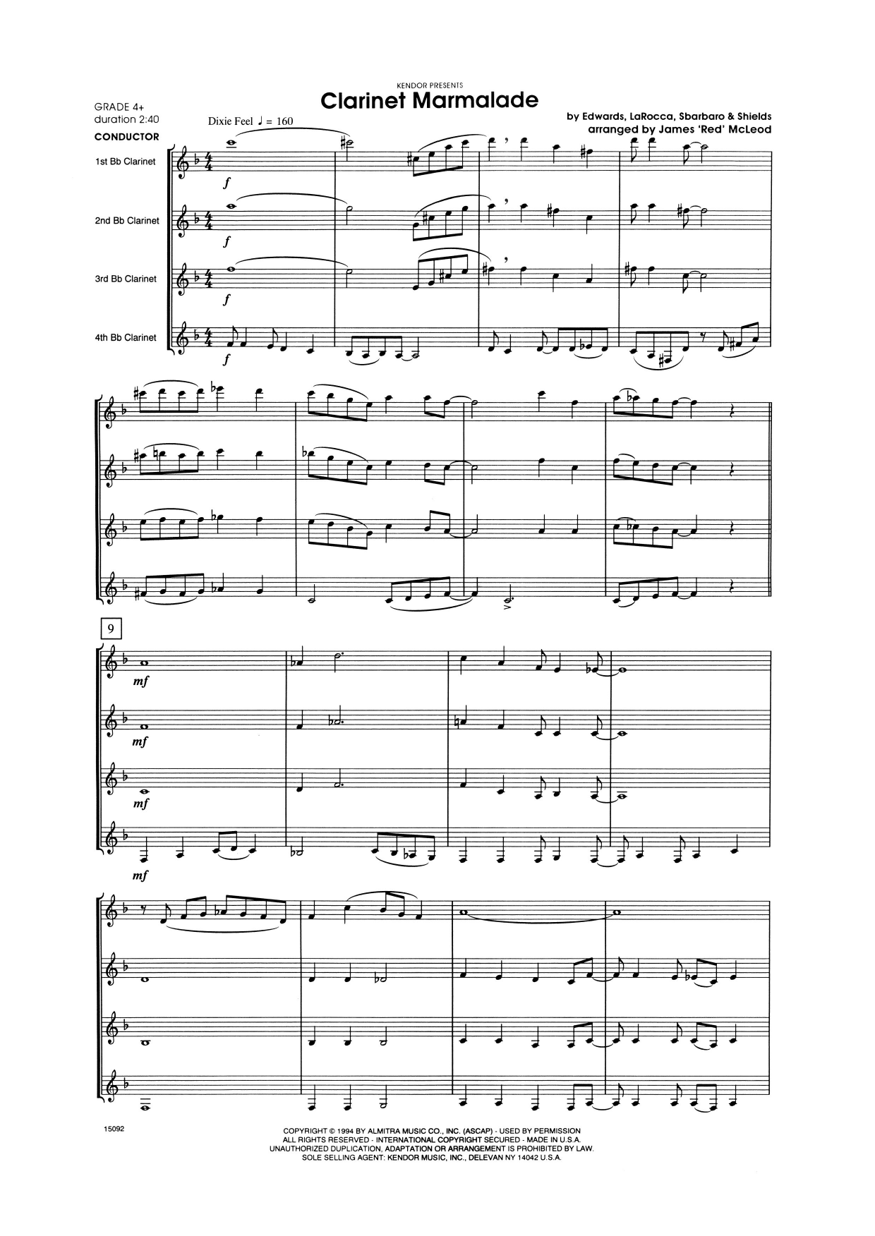Marmalade Full Score Sheet Music James 'Red' McLoud