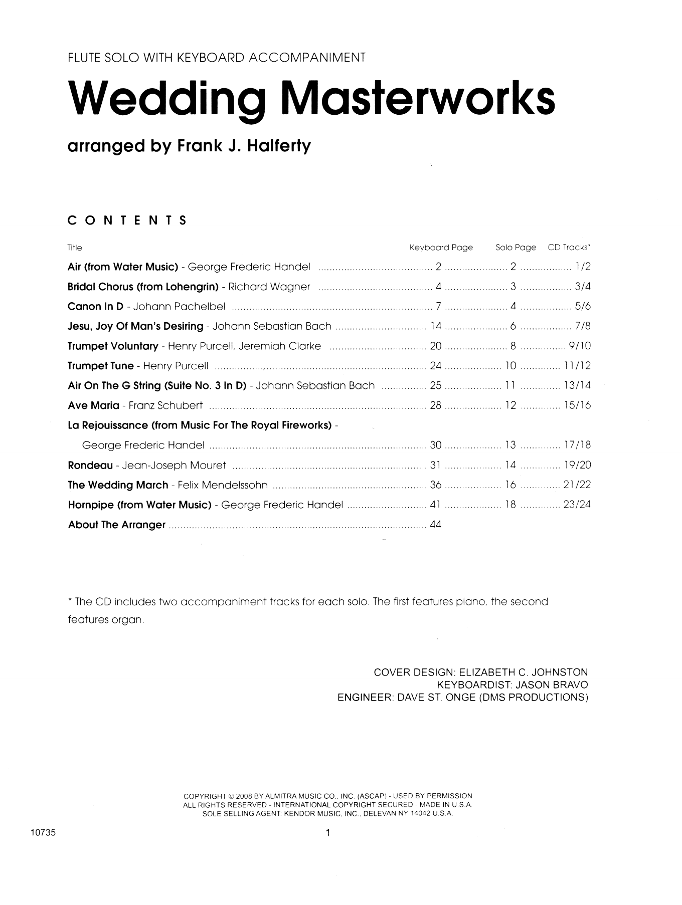 Wedding Masterworks Flute Piano Sheet Music Frank J