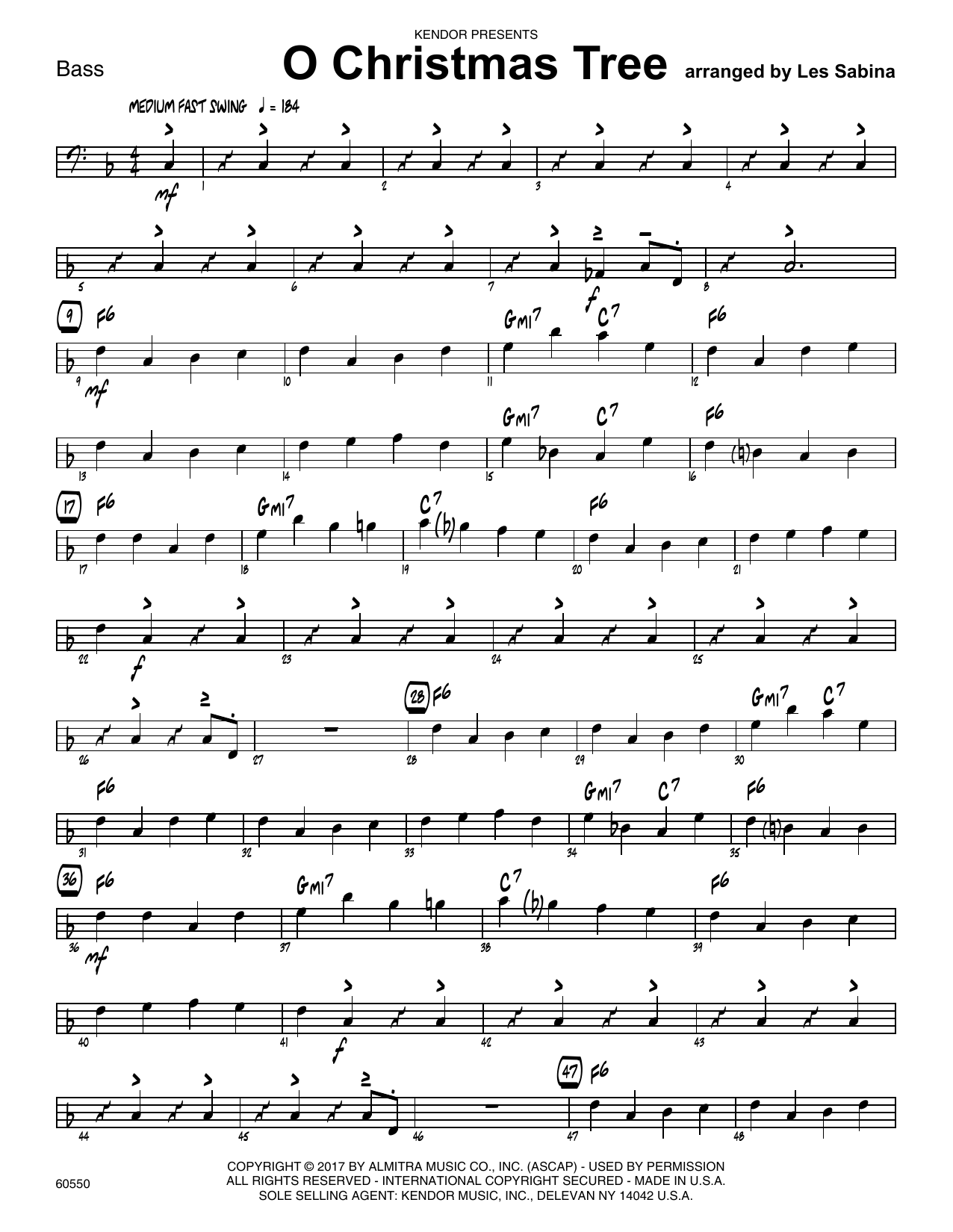 O Christmas Tree Bass Sheet Music Les Sabina Jazz Ensemble