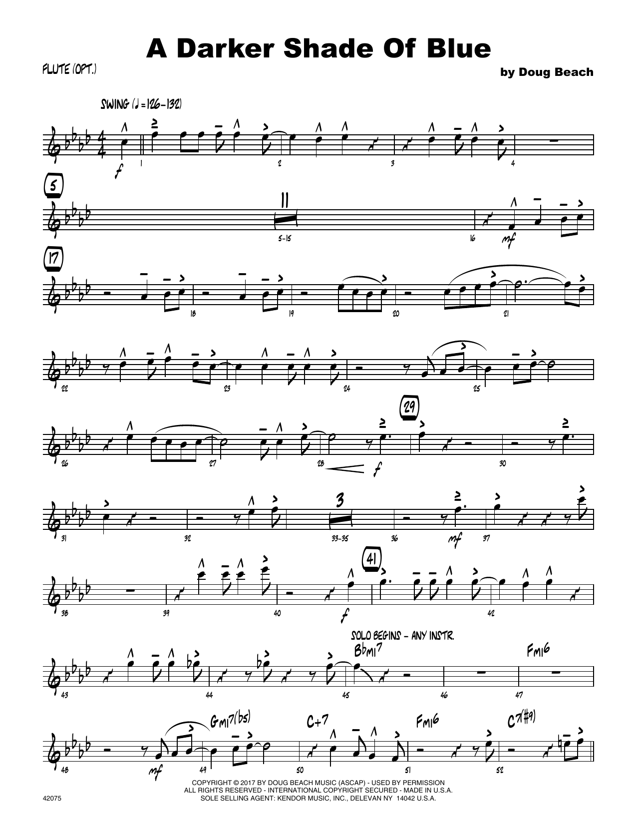 A Darker Shade Of Blue Flute Sheet Music Doug Beach Jazz Ensemble