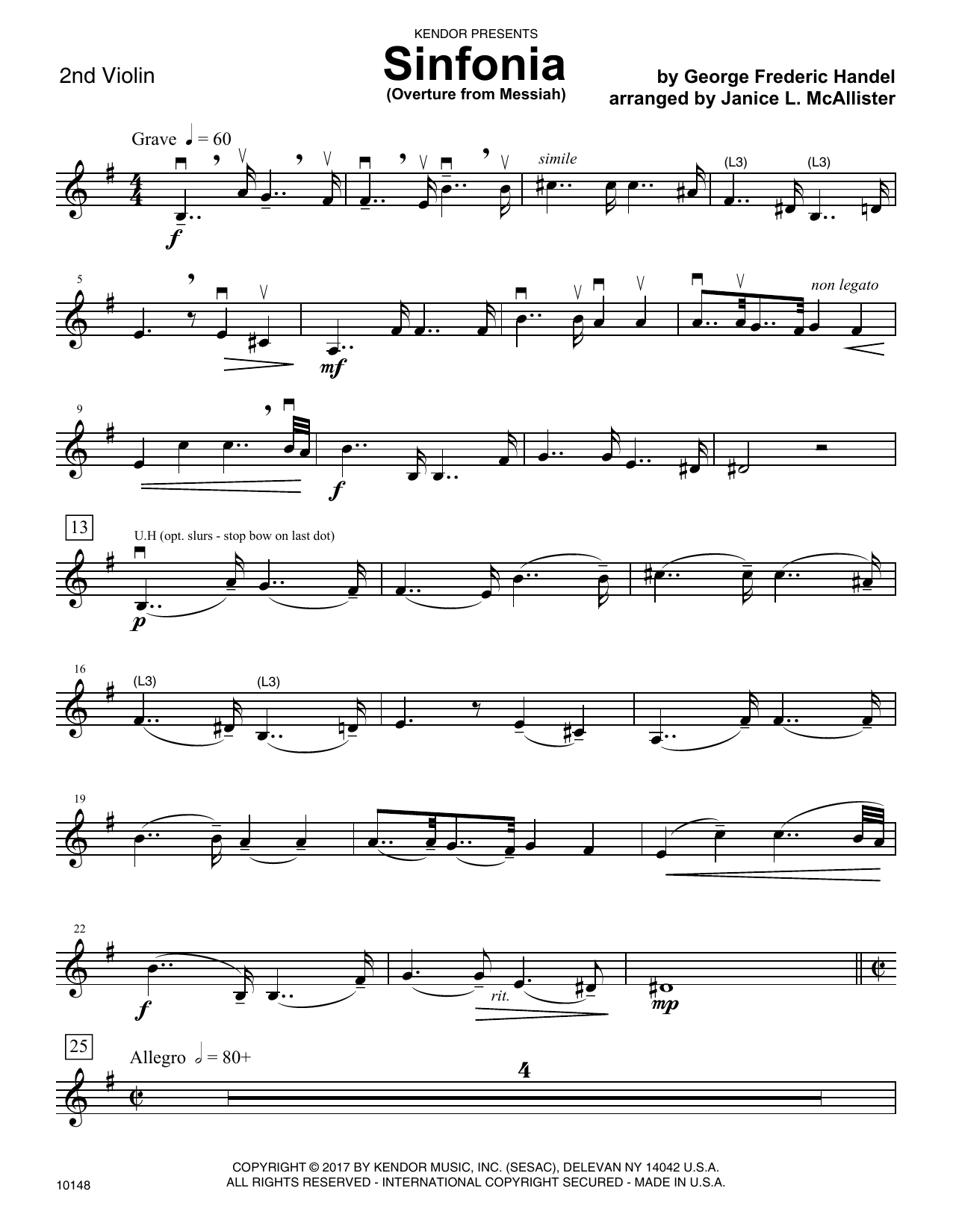 Sinfonia (Overture from Messiah) 2nd Violin at Stanton's Sheet Music