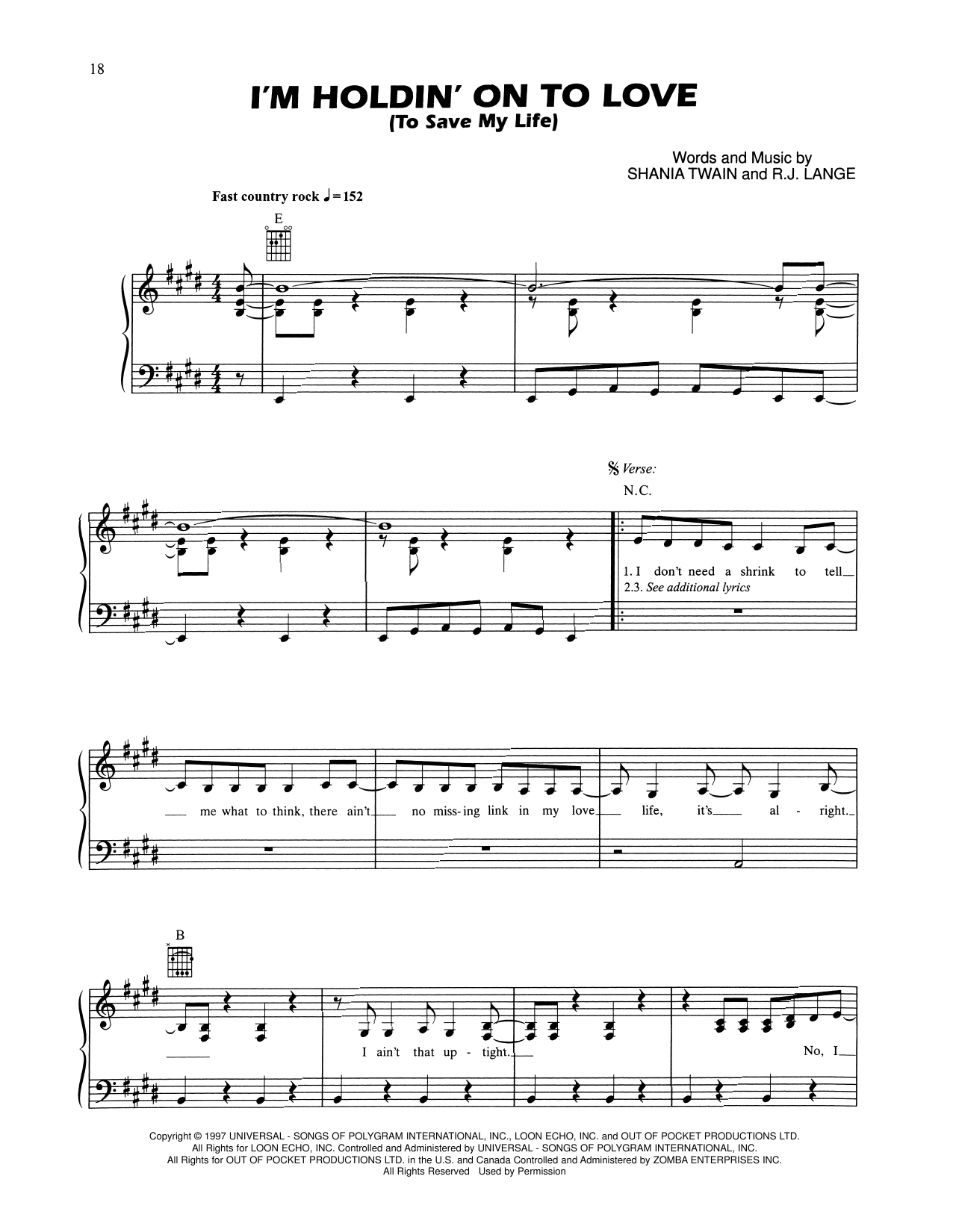 I'm Holdin' On To Love (To Save My Life)