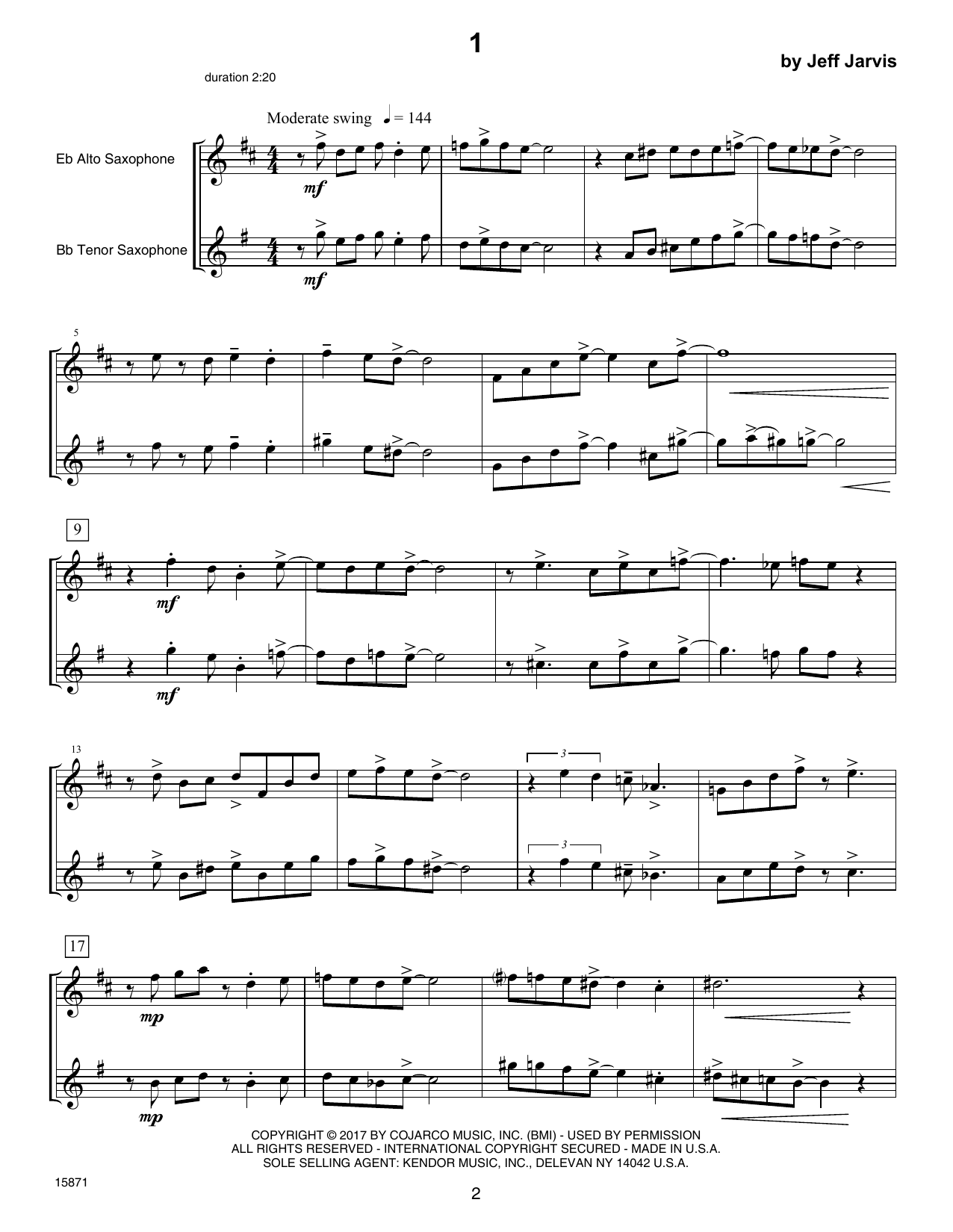 Ten Jazz Duets Sheet Music Jeff Jarvis Woodwind Ensemble