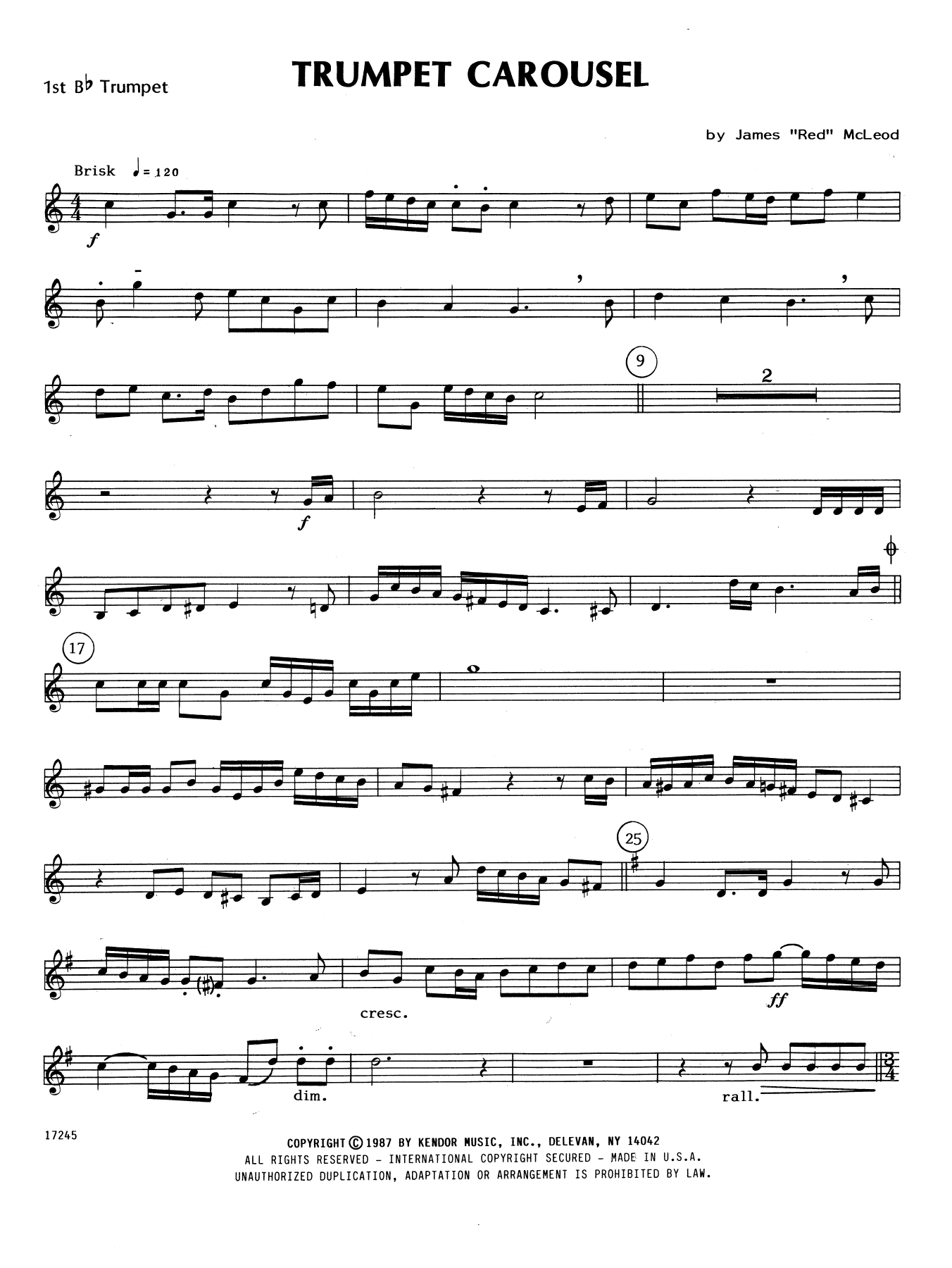 Trumpet Carousel 1st Bb Trumpet Sheet Music James 'Red' McLeod