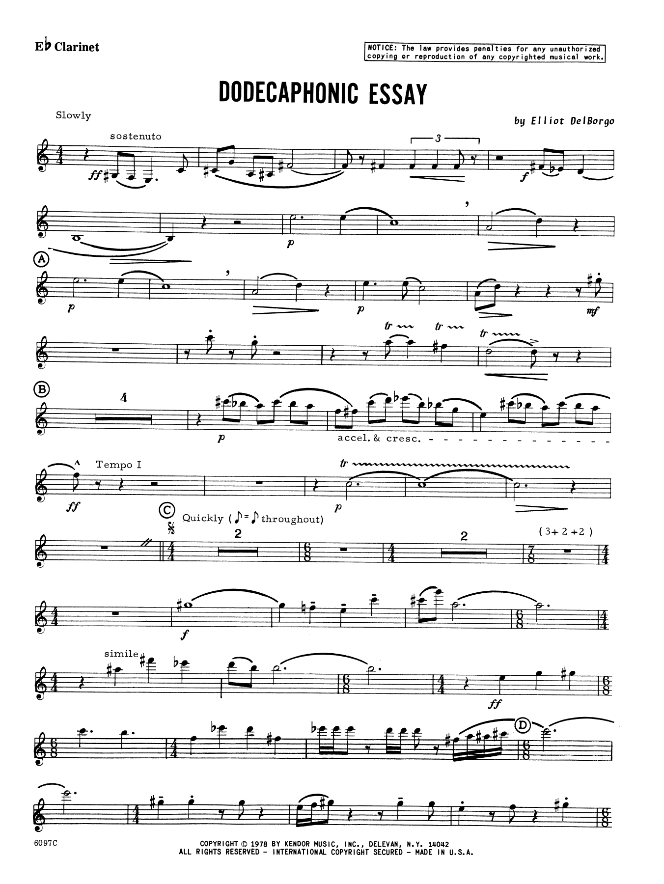 Dodecaphonic Essay Eb Sheet Music Elliot A. Del