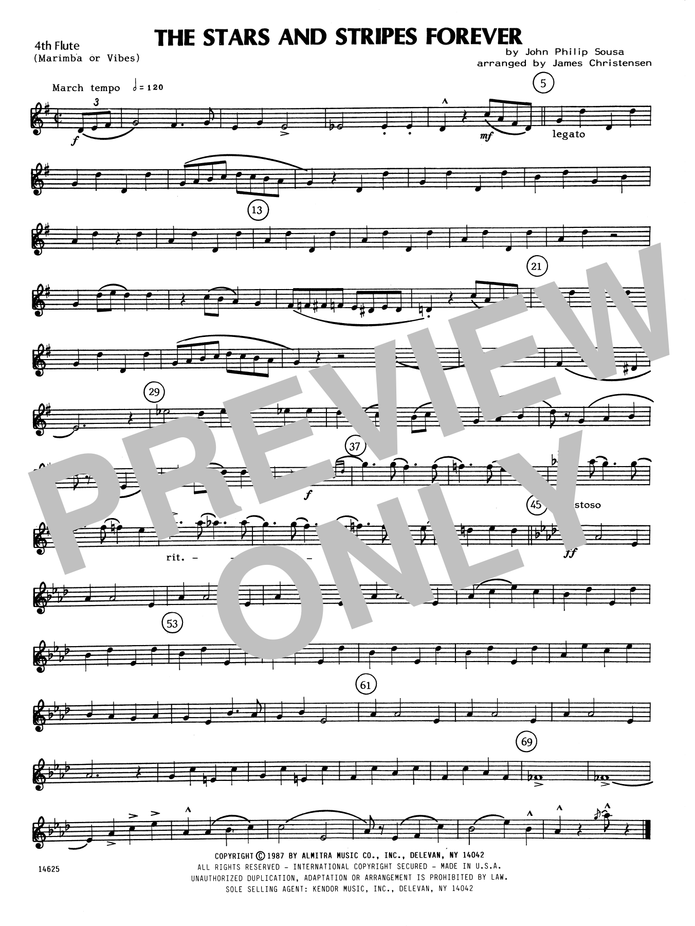 The Stars and Stripes Forever 4th Flute Sheet Music James