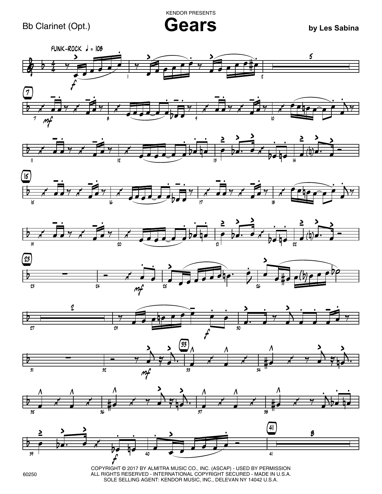 Gears Bb Sheet Music Les Sabina Jazz Ensemble