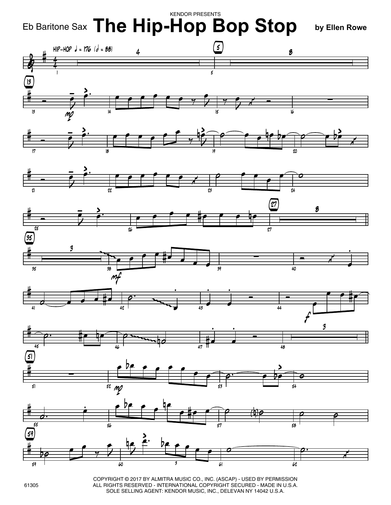 The HipHop Bop Stop Eb Baritone Saxophone Sheet Music Ellen Rowe