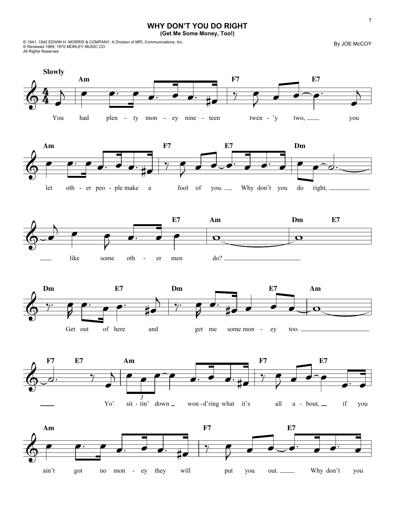 Why Don t You Do Right Get Me Some Money Too By Peggy Lee Sheet Why Don t You Do Right Get Me Some Money Too By Peggy Lee Sheet