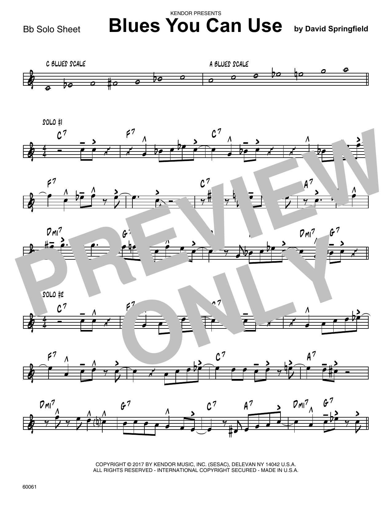 Blues You Can Use Solo Sheet Tenor Sax Sheet Music David