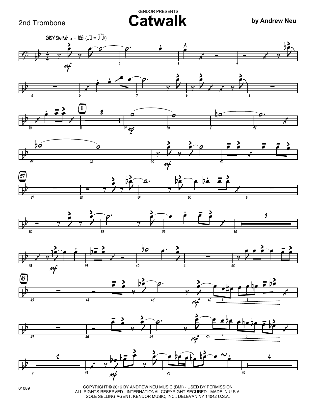 Catwalk 2nd Trombone Sheet Music Andrew Neu Jazz Ensemble