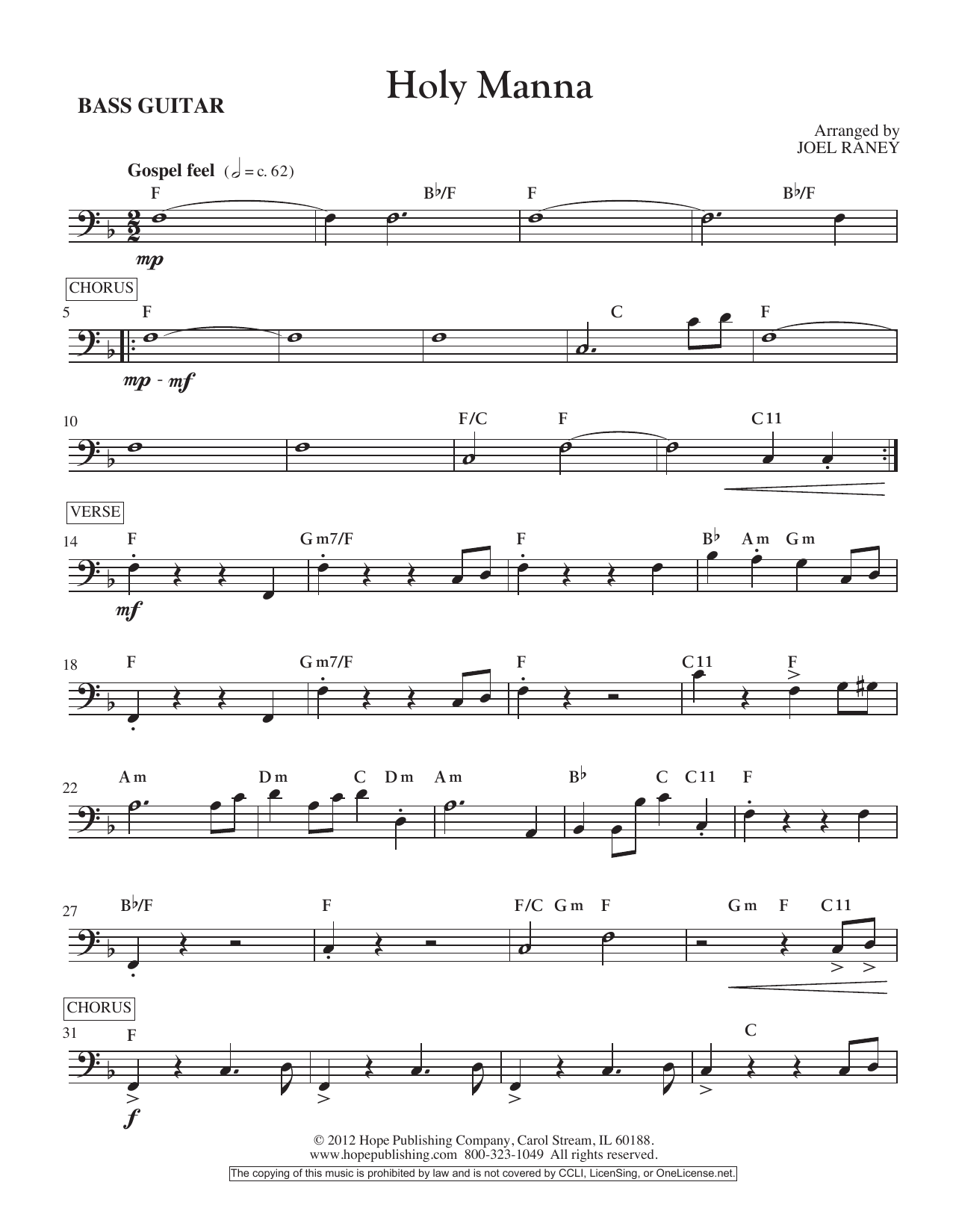Holy Manna - Bass: Choral Instrumental Pak