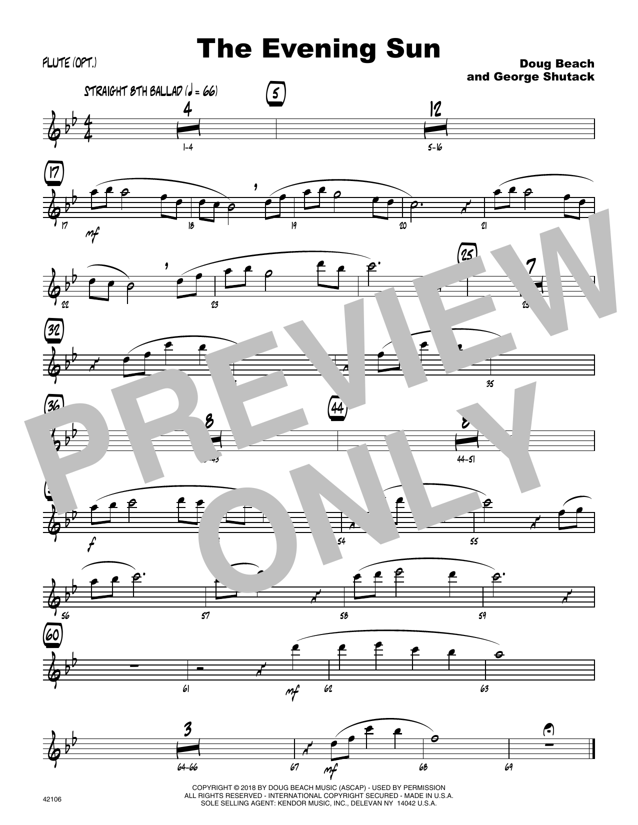 The Evening Sun Flute Sheet Music Doug Beach & Shutack