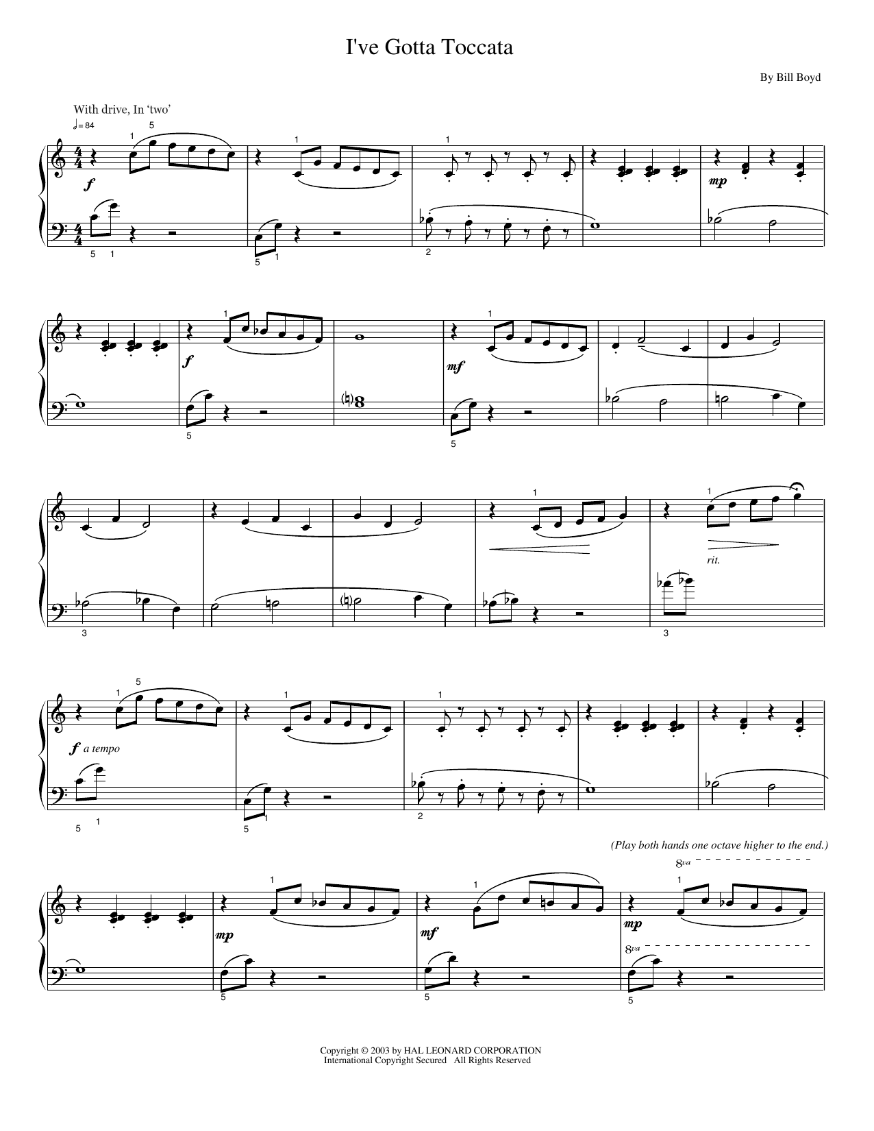 I've Gotta Toccata: Piano Solo