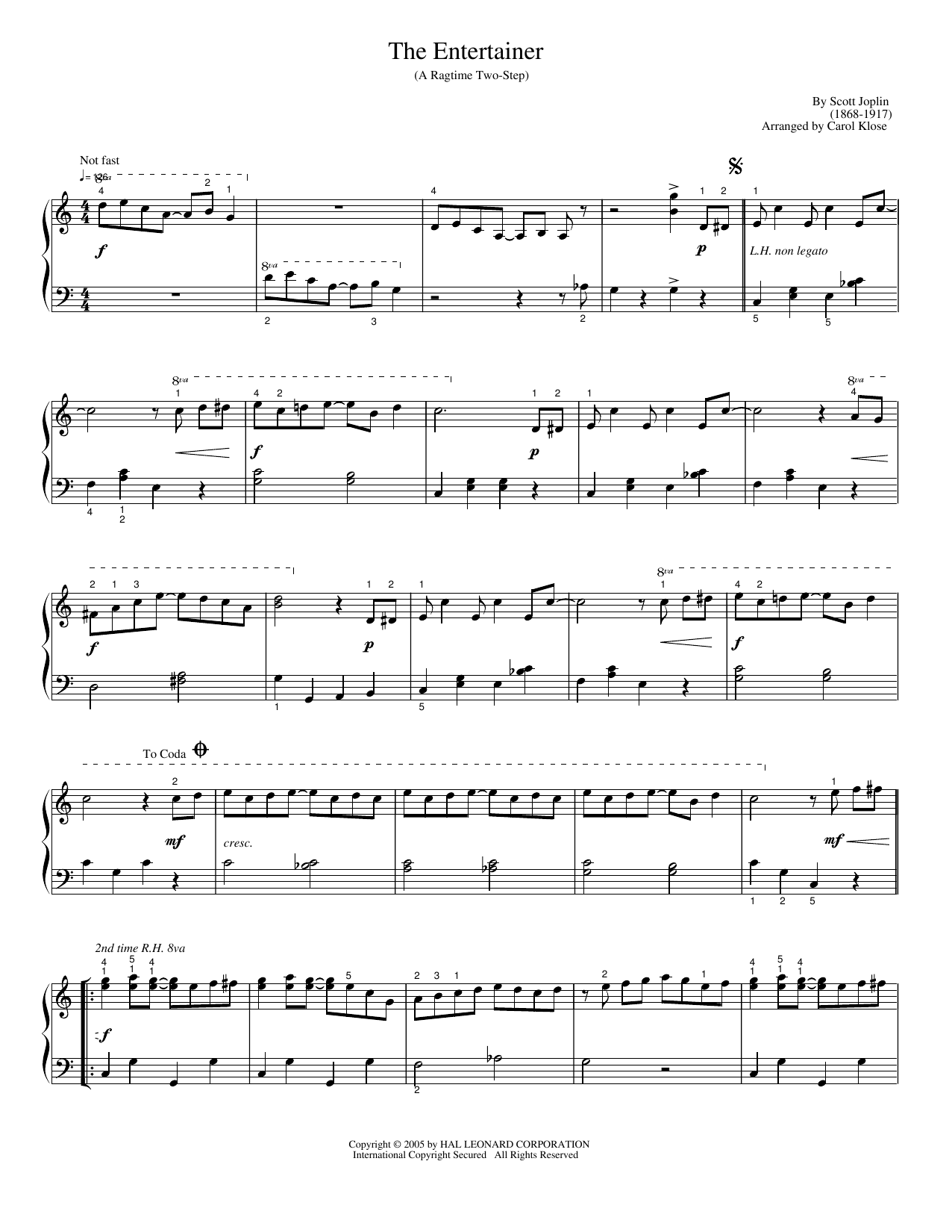 The Entertainer: Piano Solo