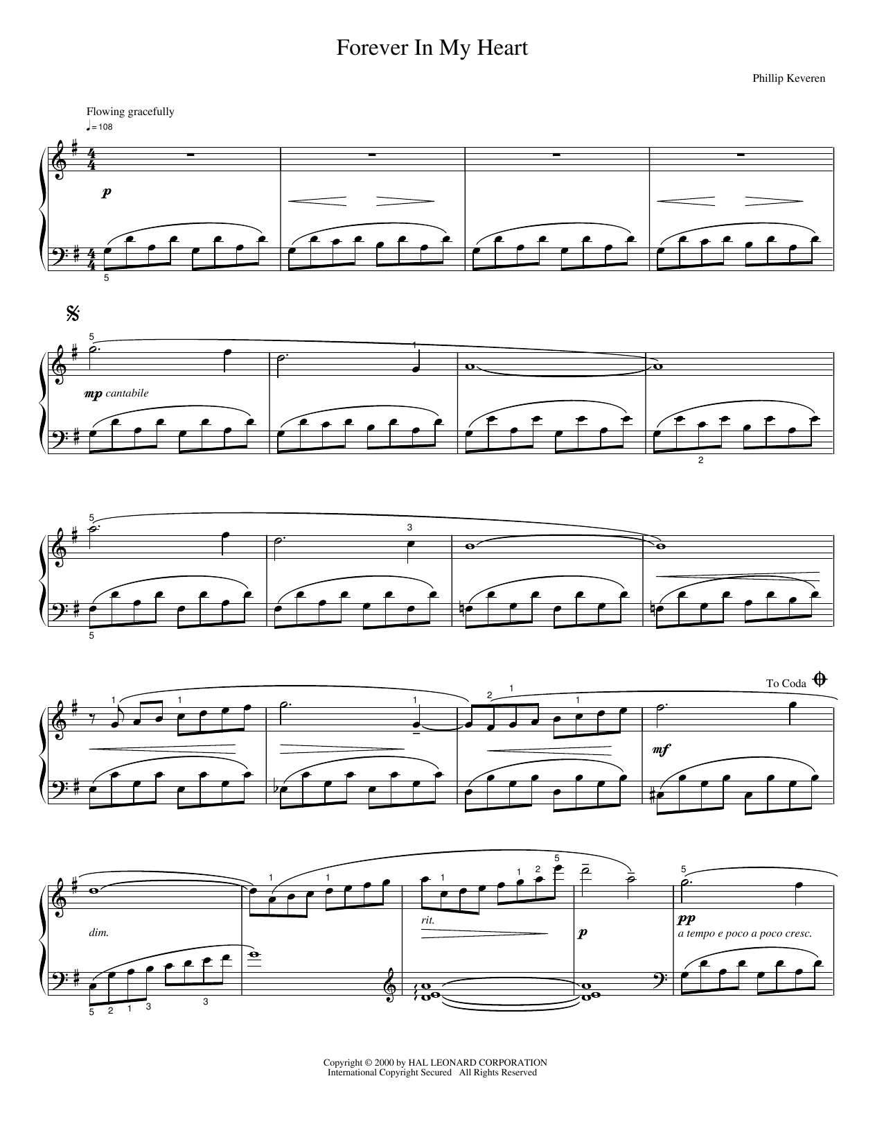 Forever in My Heart: Piano Solo