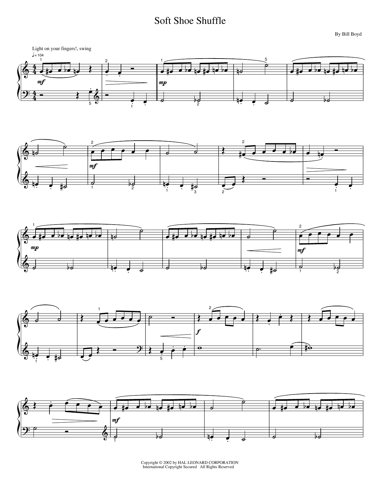 Soft Shoe Shuffle Sheet Music Bill Boyd Piano Solo