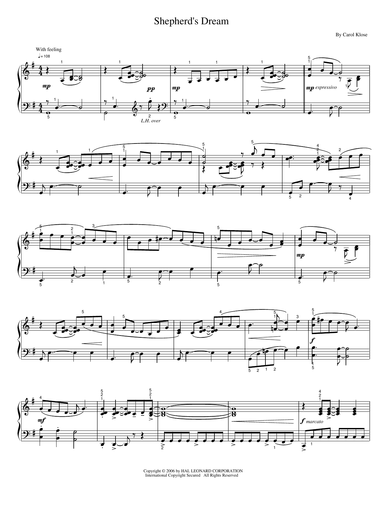 Shepherd's Dream: Piano Solo