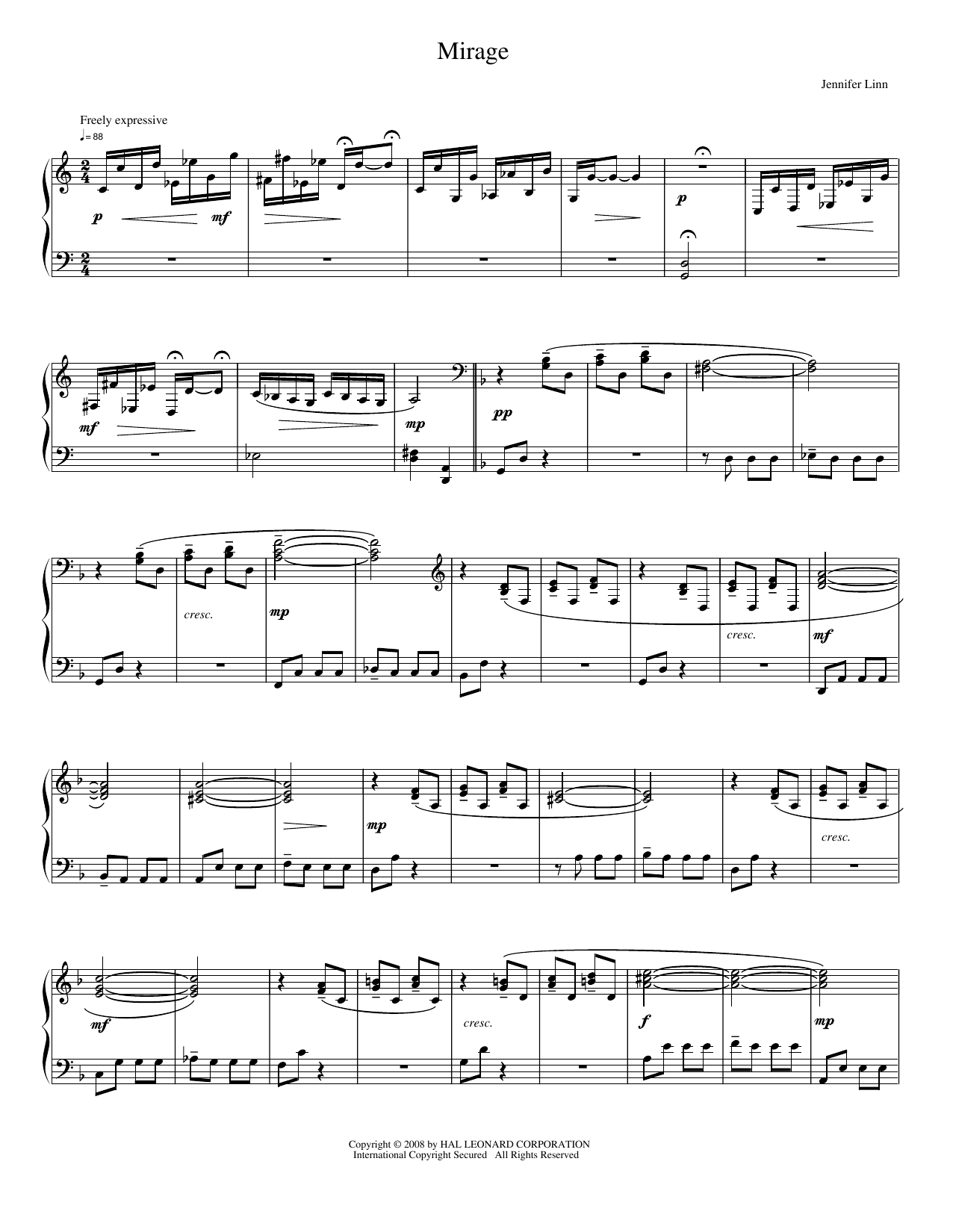 Mirage: Piano Solo