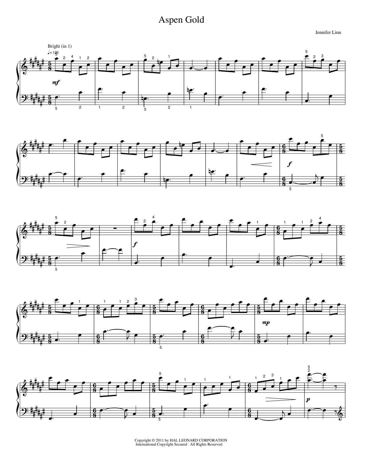 Aspen Gold: Piano Solo
