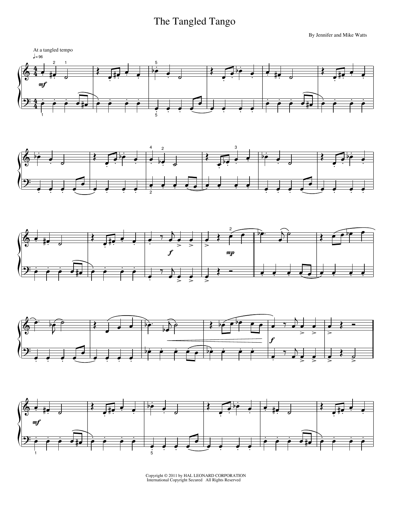The Tangled Tango: Piano Solo