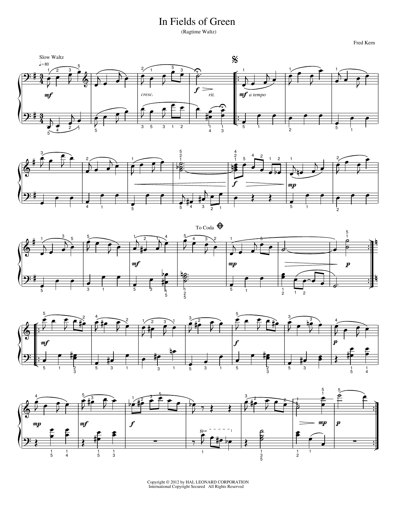 In Fields Of Green: Piano Solo