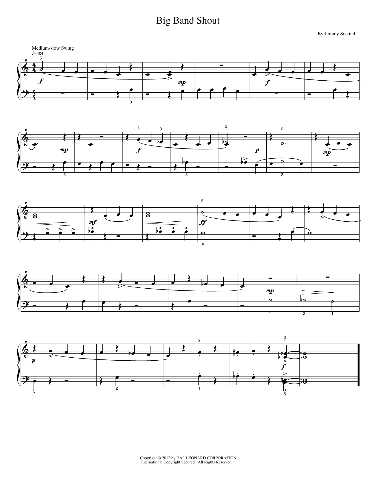 Big Band Shout: Piano Solo
