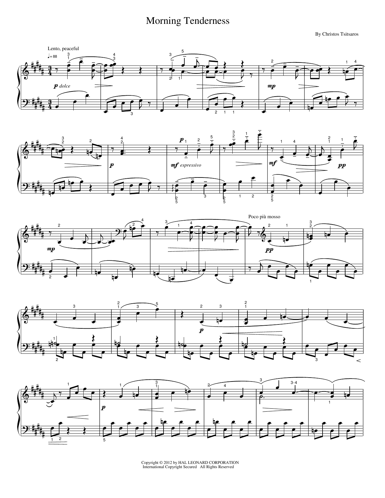 Morning Tenderness: Piano Solo