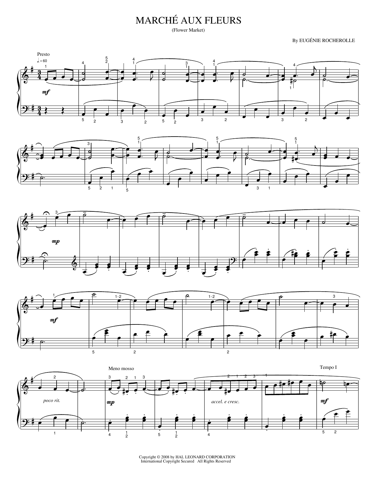 Marché aux Fleurs: Piano Solo