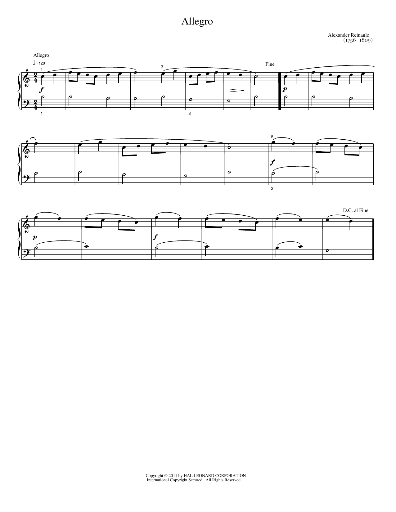 Allegro: Easy Piano