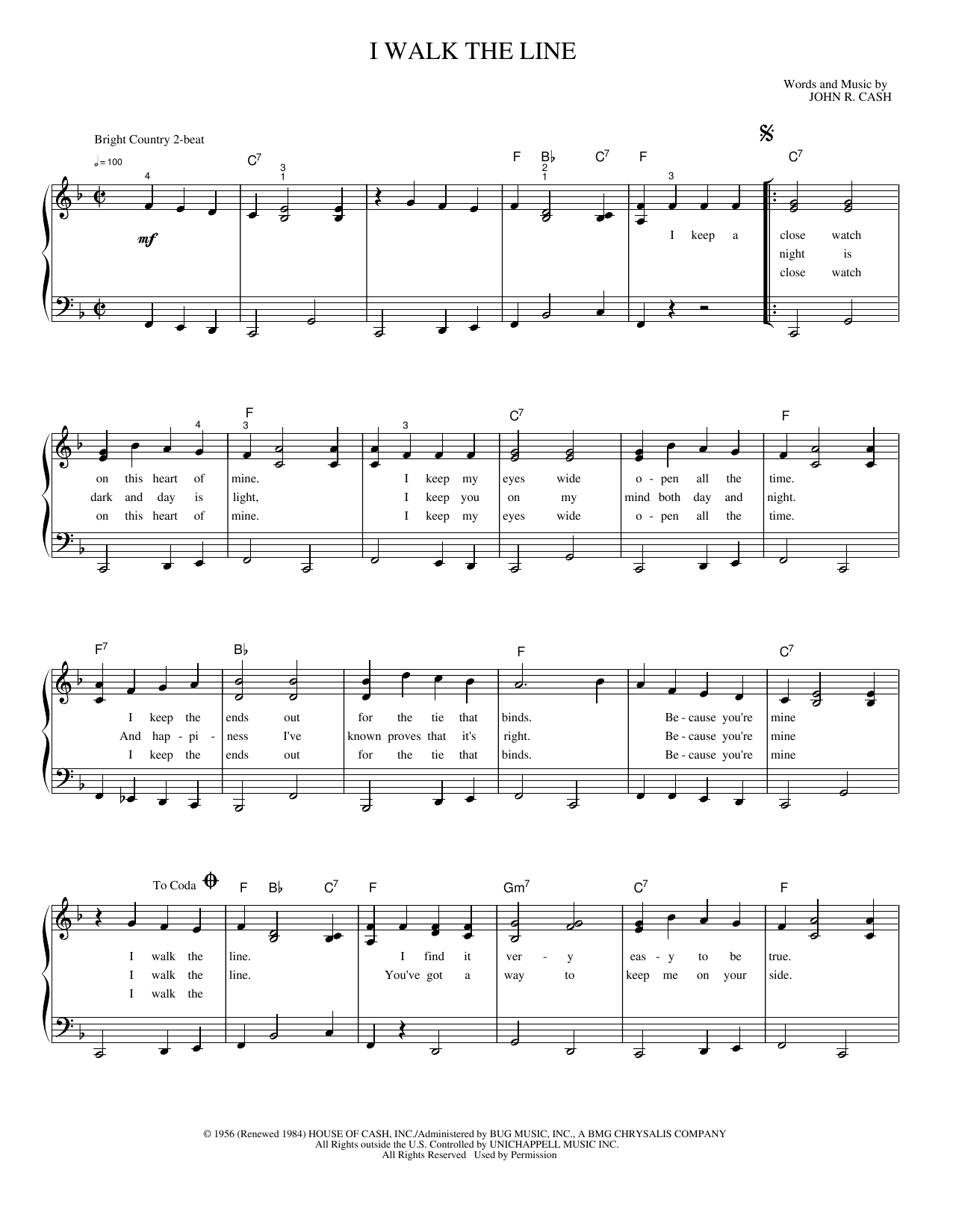 I Walk The Line: Piano/Vocal/Guitar Sheet