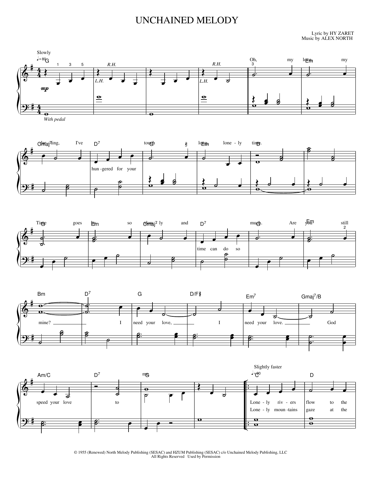 Unchained Melody: Piano/Vocal/Guitar Sheet