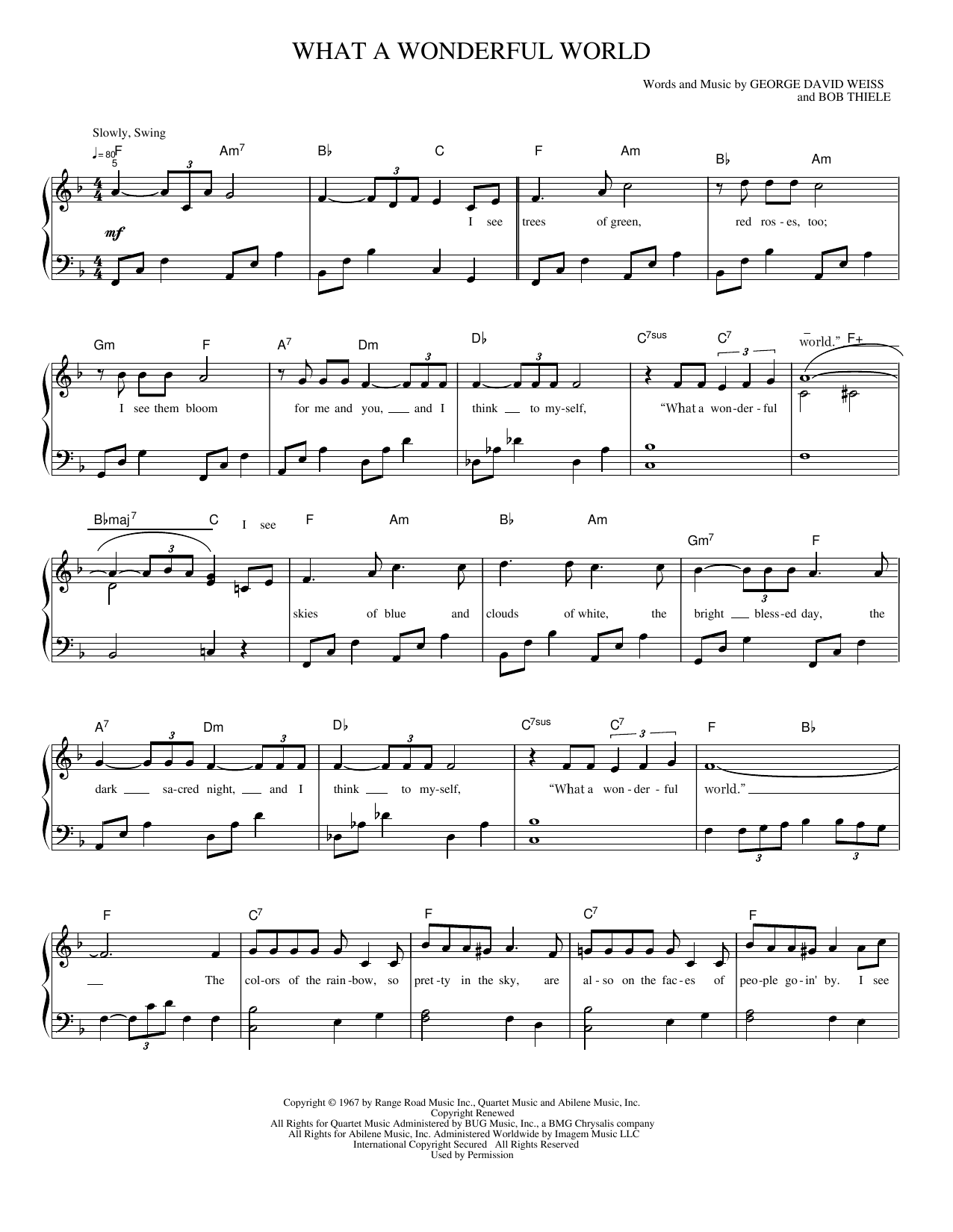 What A Wonderful World: Piano/Vocal/Guitar Sheet